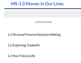 Connecticut Model Financial Literacy  for Grades 6-8, Money in Our Lives