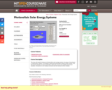 Photovoltaic Solar Energy Systems, Fall 2004