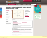 Seminar in Algebra and Number Theory: Rational Points on Elliptic Curves, Fall 2004