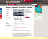 Numerical Computation for Mechanical Engineers, Fall 2012