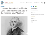 Lesson 1: From the President's Lips: The Concerns that Led to the Sedition (and Alien) Act