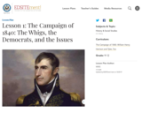 Lesson 1: The Campaign of 1840: The Whigs, the Democrats, and the Issues