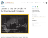 Lesson 2: The "To Do List" of the Continental Congress