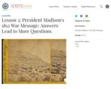 Lesson 3: President Madison's 1812 War Message: Answers Lead to More Questions