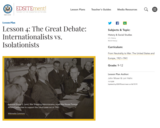 Lesson 4: The Great Debate: Internationalists vs. Isolationists