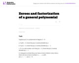 Zeroes and factorization of a general polynomial