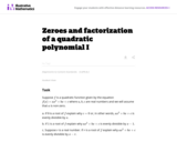Zeroes and factorization of a quadratic polynomial I