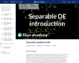 Differential Equations: Separable Differential Equations