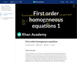 Differential Equations: First Order Homogeneous Equations 1