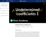 Differential Equations: Undetermined Coefficients 1