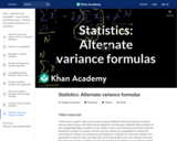 Statistics: Alternate Variance Formulas