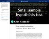 Statistics: Small Sample Hypothesis Test