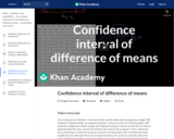 Statistics: Confidence Interval of Difference of Means