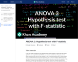 Statistics: ANOVA 3 -Hypothesis Test with F-Statistic