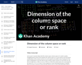 Dimension of the column space or rank