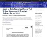 Music in Global America | Nueva York Written Assessment | Brooklyn College | Spring 2018