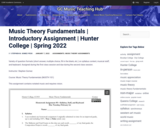 Music Theory Fundamentals | Introductory Assignment | Hunter College | Spring 2022