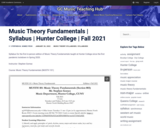 Music Theory Fundamentals | Syllabus | Hunter College | Fall 2021