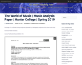 The World of Music | Music Analysis Paper | Hunter College | Spring 2019