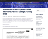 Introduction to Music | Peer Review Interviews | Queens College | Spring 2022