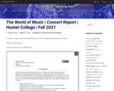 The World of Music | Concert Report | Hunter College | Fall 2021