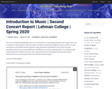 Introduction to Music | Second Concert Report | Lehman College | Spring 2020