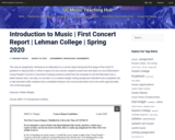 Spring 2020 – GC Music Teaching HubIntroduction to Music | First Concert Report | Lehman College | Spring 2020