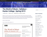 The World of Music | Syllabus | Hunter College | Spring 2019