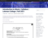 Introduction to Music | Syllabus | Lehman College | Fall 2021