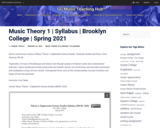 Music Theory 1 | Syllabus | Brooklyn College | Spring 2021