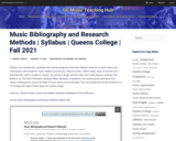 Music Bibliography and Research Methods | Syllabus | Queens College | Fall 2021