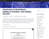 Introduction to World Music | Syllabus & Schedule | City College | Fall 2021