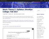 Music Theory 2 | Syllabus | Brooklyn College | Fall 2021