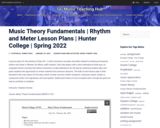 Music Theory Fundamentals | Rhythm and Meter Lesson Plans | Hunter College | Spring 2022