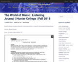The World of Music | Listening Journal | Hunter College | Fall 2018