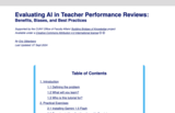 Evaluating AI in Teacher Performance Reviews: Benefits, Biases, and Best Practices