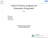 Critical Thinking: Analysis and Evaluation of Argument