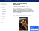 Toward The High Renaissance