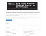 American School Counselor Association Student Standards: Mindsets & Behaviors for Student Success Learning Objectives