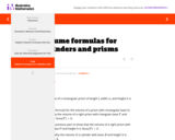 G-GMD Volume formulas for cylinders and prisms