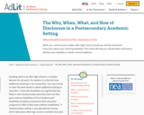 AdLit.org: The Why, When, What, and How of Disclosure in a Postsecondary