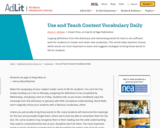 AdLit.org: Use and Teach Content Vocabulary Daily