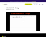 Introduction to Energy