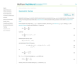 MathWorld: Geometric Series