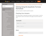 WyzAnt: Solving Using the Quadratic Formula Worksheet