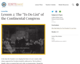 Lesson 2: The "To Do List" of the Continental Congress