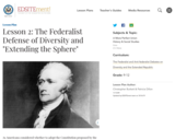 Lesson 2: The Federalist Defense of Diversity and "Extending the Sphere"