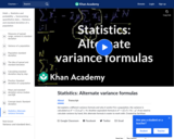 Statistics: Alternate Variance Formulas