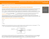 Characteristics and Graphs of Exponential and Log Functions