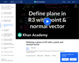 Linear Algebra: Defining a Plane in R3 with a Point and Normal Vector